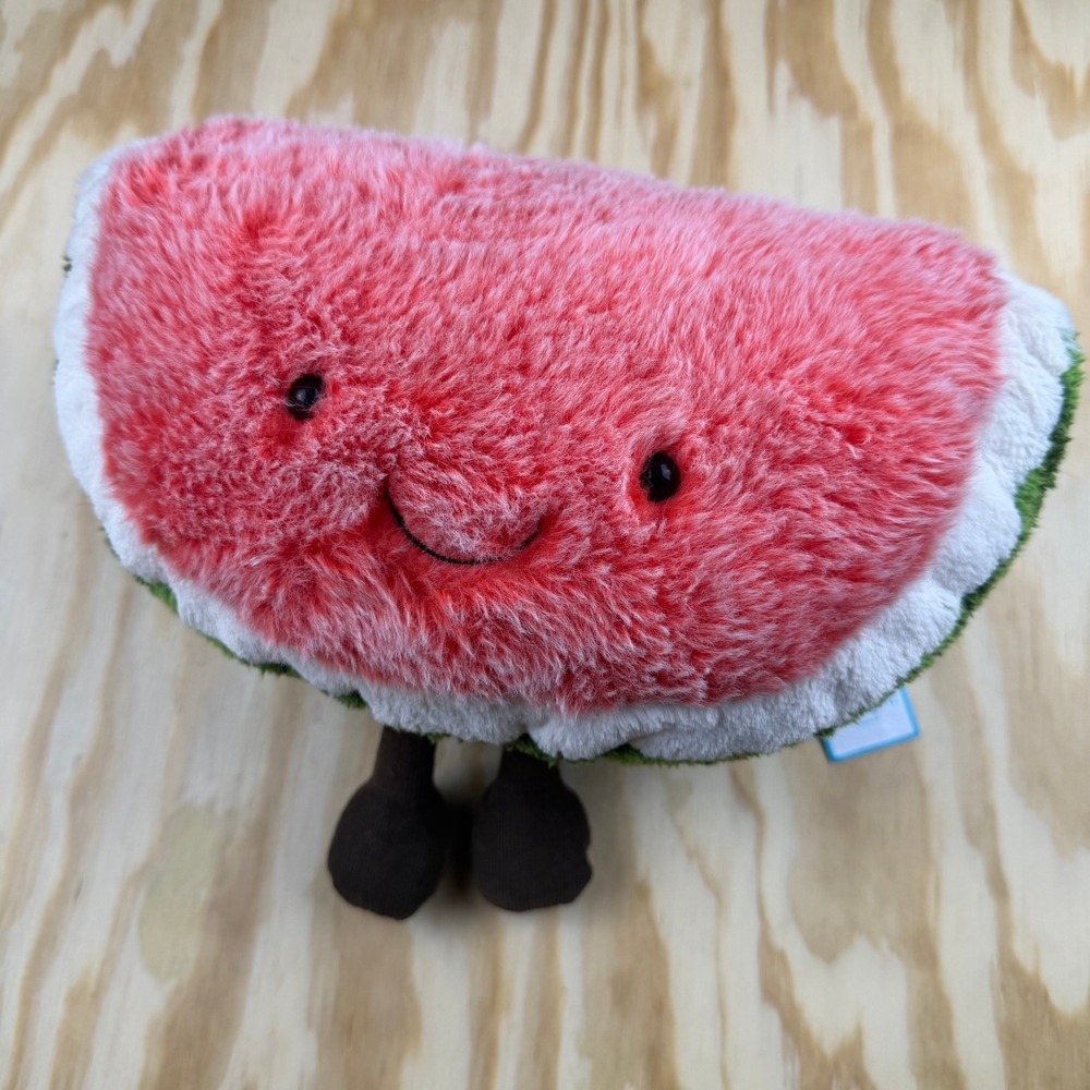 RETIRED Jellycat London Amuseable Watermelon Plush 11" Large Pink Green Fruit